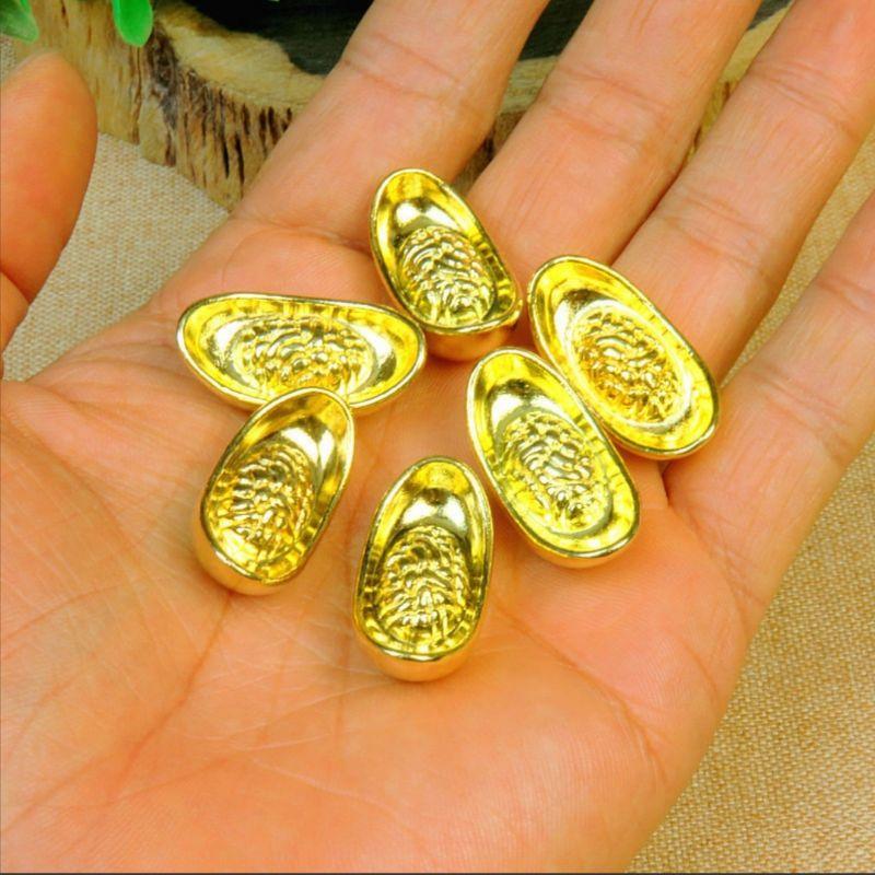 bộ 10 Thỏi vàng Thần Tài đồng mạ vàng tài lộc giàu có 2*1cm phong thủy chiêu tài