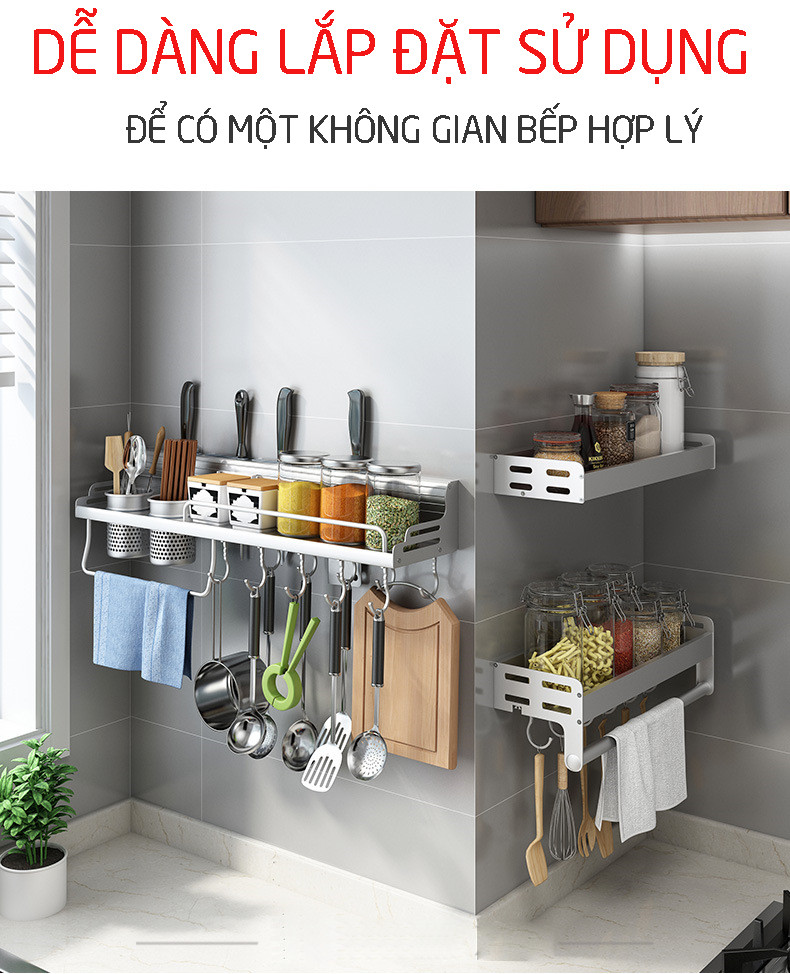 Kệ Đựng Gia Vị Nhà Bếp Tiện Lợi, Giá Treo Dụng Cụ Nhà Bếp Gắn Tường, Kệ Đựng Đồ Nhà Tắm Đa Năng, Tiện Dụng, Không Cần Khoan – MH3112