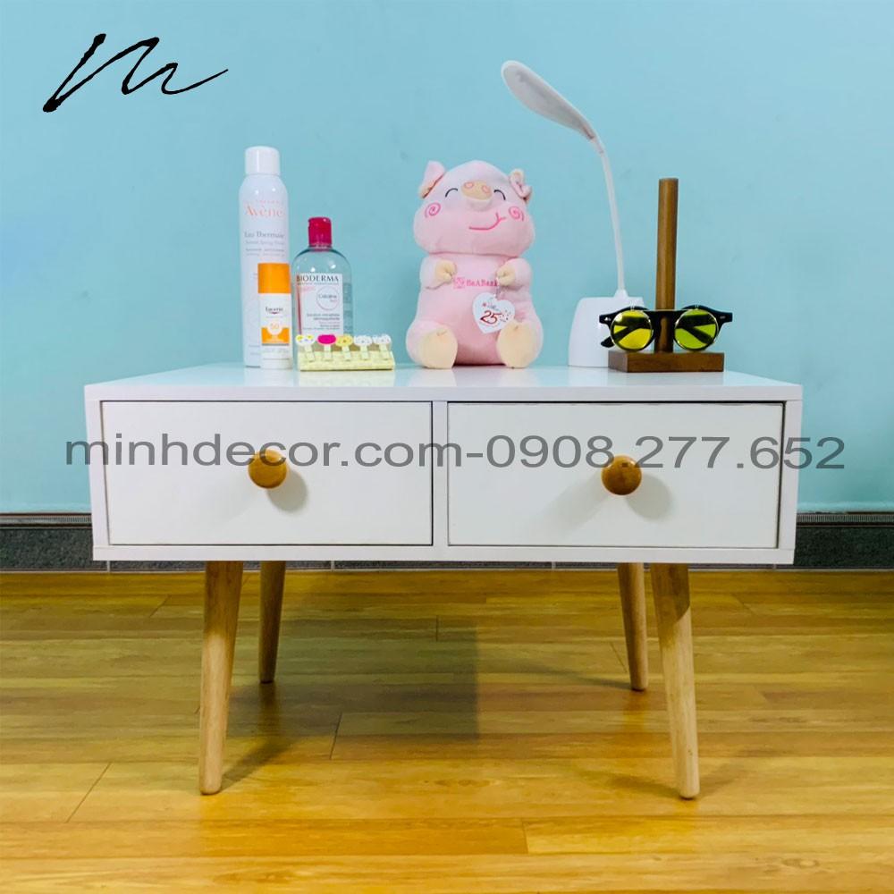 Bàn Trang Điểm Mini Ngồi Bệt Bằng Gỗ Màu Trắng