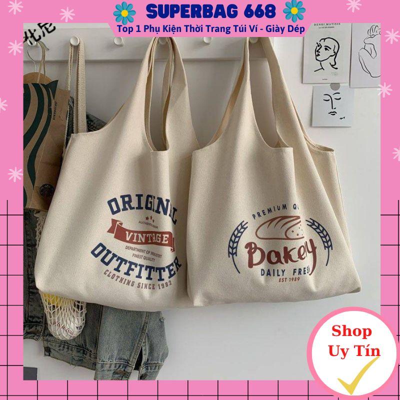 Túi tote đeo chéo - túi vải canvas liền thân phong cách Nhật Bản bánh mì Superbag668 282