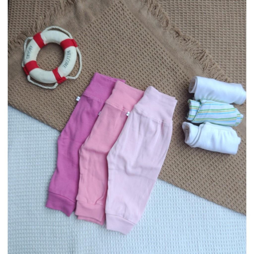 (3-9kg) Quần sơ sinh lưng cao chất cotton thun mềm giúp giữ ấm bụng cho bé ngủ ngon - Bunny baby - Hồng - Họa Tiết