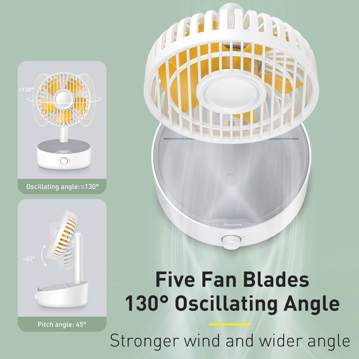 Quạt tích điện đảo chiều kiêm sạc không dây Baseus Desk Fan WXYZ-B02- Hàng chính hãng.