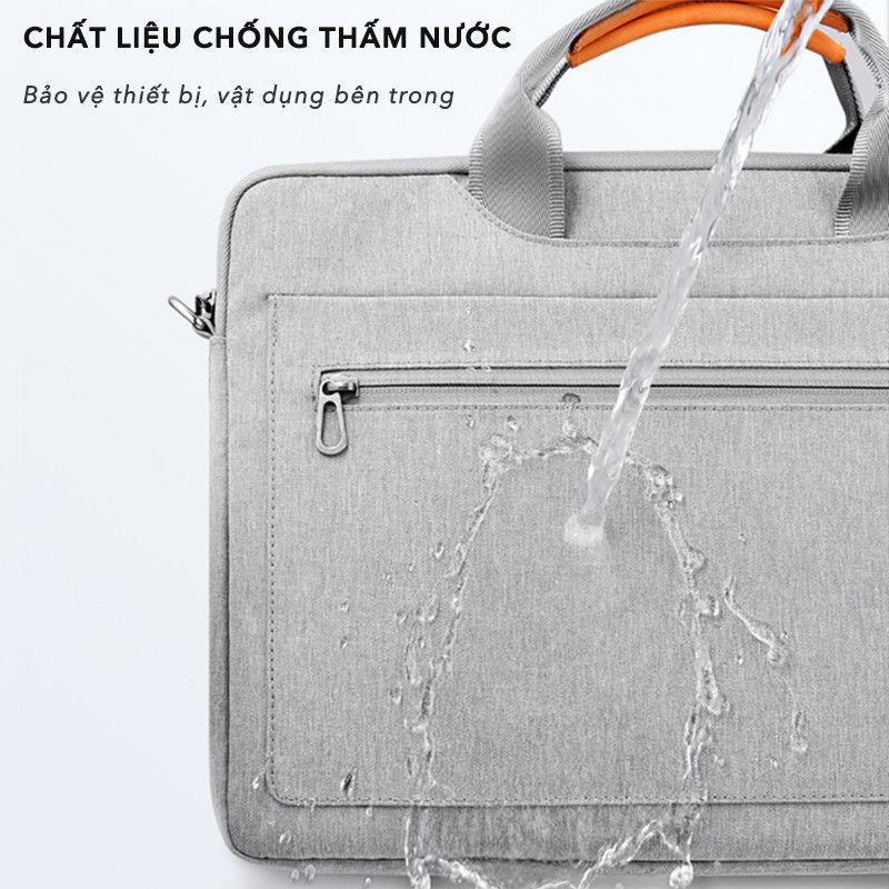 Túi xách laptop, macbook chống sốc : Nhiều ngăn đựng - Chống nước W348 (Màu xám)
