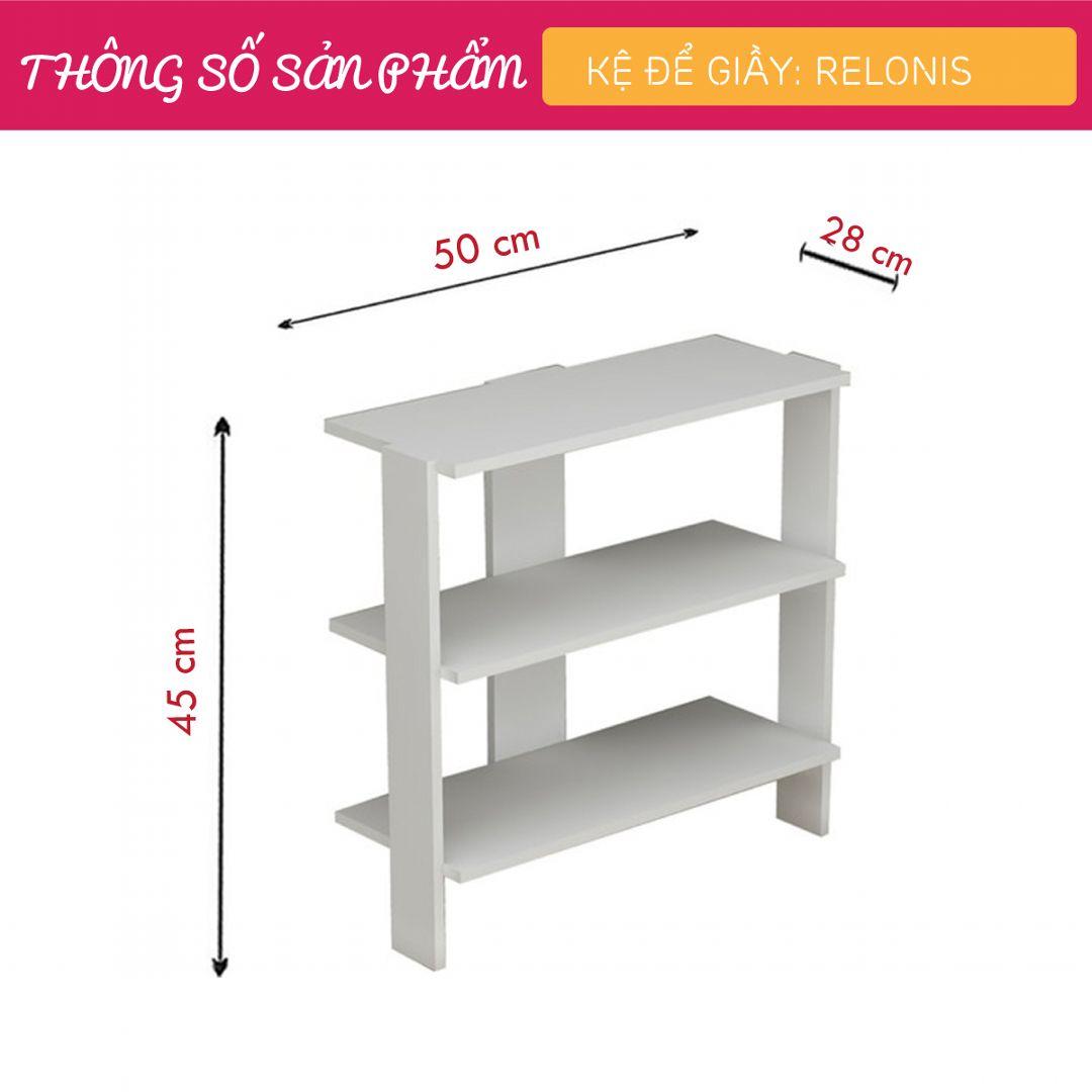 Kệ để giầy gỗ hiện đại SMLIFE Relonis | Gỗ MDF dày 17mm chống ẩm | D50xR28xC45cm