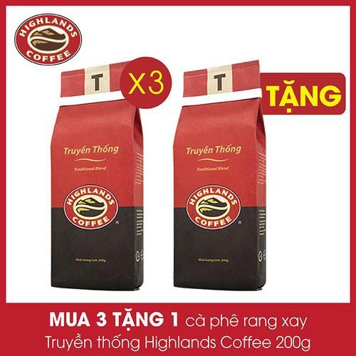 Mua 3 gói tặng 1gói Cà phê Rang xay Truyền thống Highlands Coffee 200g