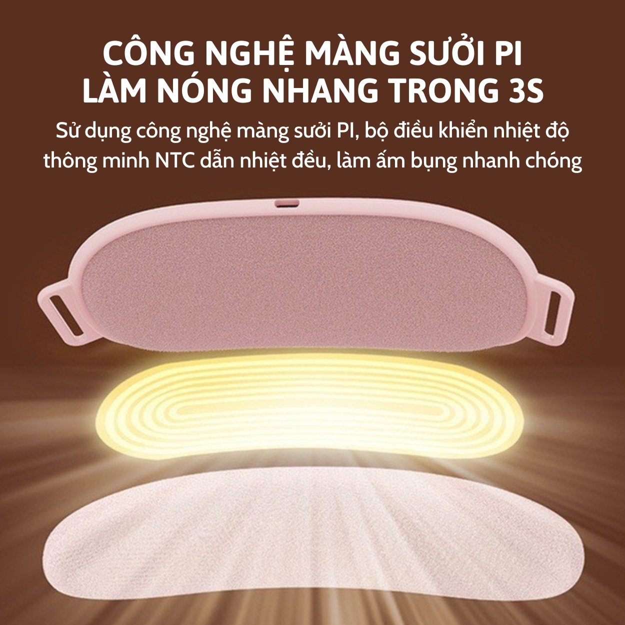 Máy chườm nóng hỗ trợ giảm đau bụng kinh PUHA, có 5 mức nhiệt, Pin 3600MAH , sạc UBS, món quà ý nghĩa tặng người yêu
