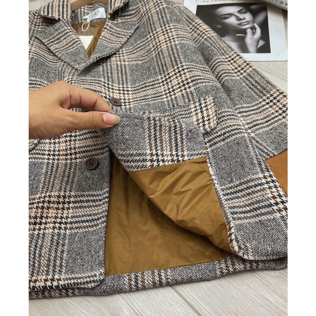 (Sẵn+ Ảnh Thật) Áo dạ kẻ 4 cúc hàng quảng châu 2 lớp, Áo vest Blazer dạ cao cấp