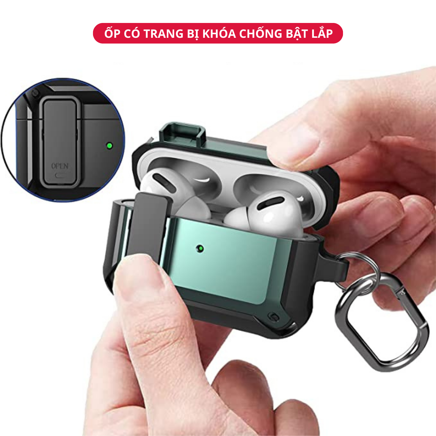 Ốp Case Vỏ Bảo Vệ Dành Cho Airpod Pro 2 (Gen 2 - 2022) Có Móc Khóa Chống Rơi Nắp - Hàng Chính Hãng Tamayoko