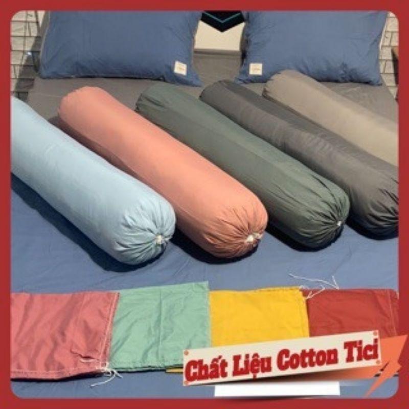 Vỏ Gối Ôm Basic Cotton đũi 1 màu Dây Rút