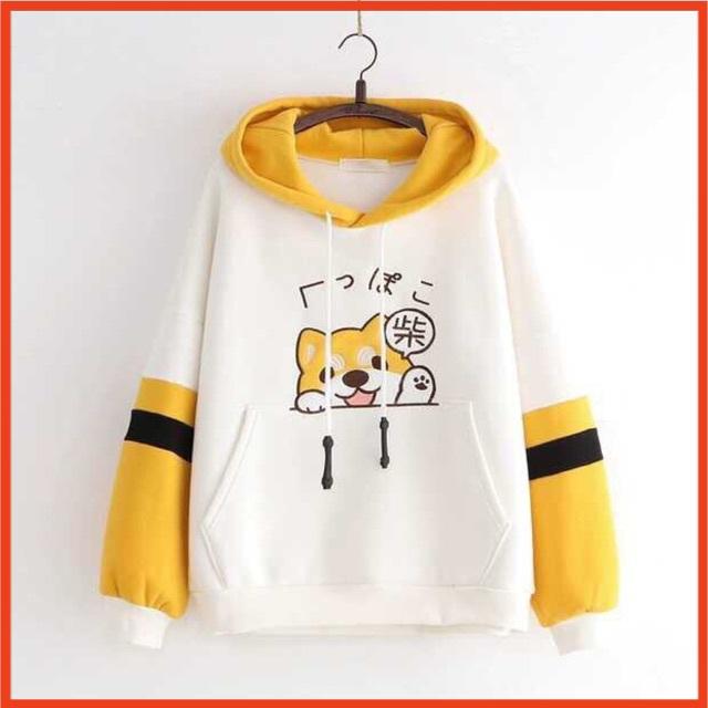 ÁO HOODIE NỮ ️️ áo khoác hoodie  ( CÚN DỂ THƯƠNG ) VẢI NỈ NHIỀU MÀU - AO HOODIE FREE SIZE DƯỚI 60KG dibbycloset