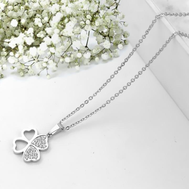Dây chuyền nữ titan thời trang mặt cỏ 4 bốn lá thép không gỉ trangsucpt có 3 màu sắc DCNUT69