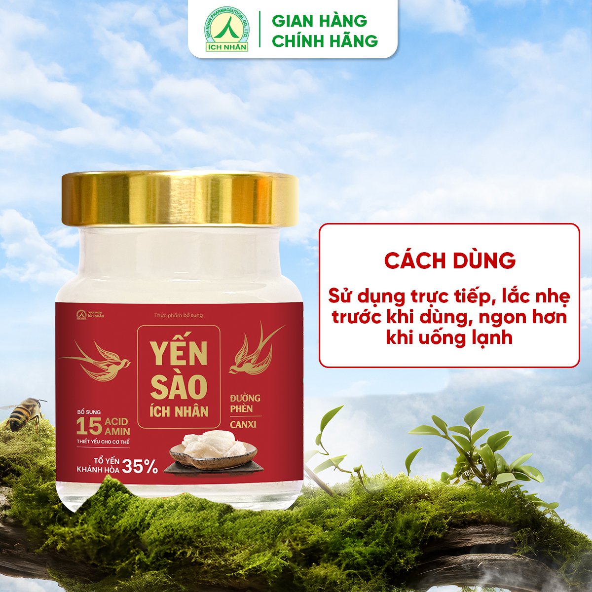 Yến Sào Ích Nhân Đường Phèn Canxi Lọ 70ml bồi bổ sức khỏe, giúp xương chắc khỏe, tăng cường miễn dịch