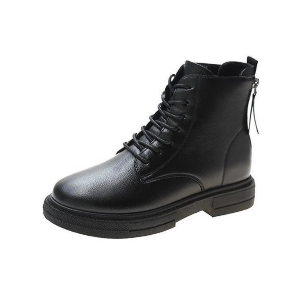 Giày boot nữ cột dây 2 dây kéo sau gót cá tính năng động street style S028