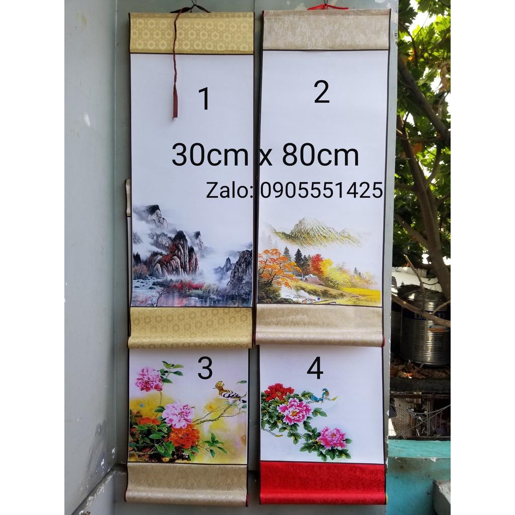 Set 4 tấm biểu lụa viết thư pháp nhiều mẫu, kích thước 30cm x 80cm