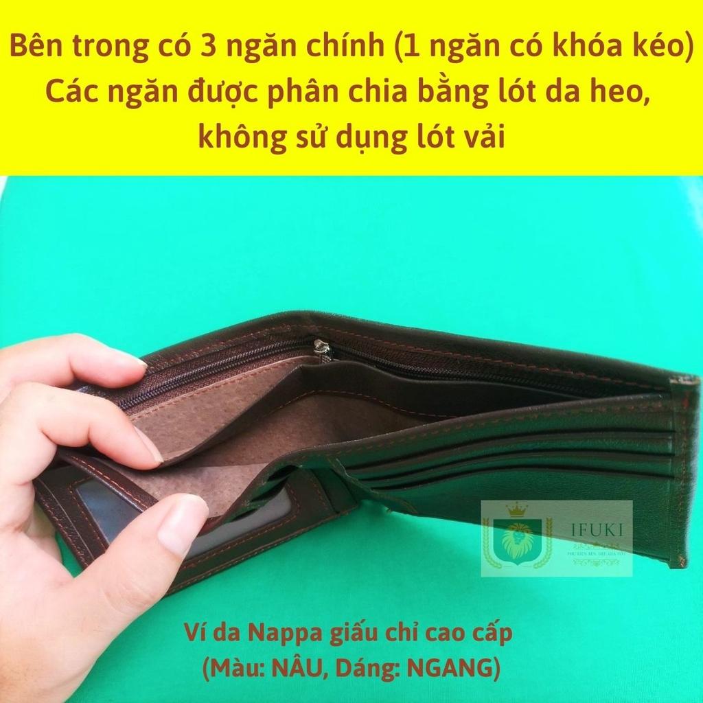 Ví da giấu chỉ cho nam , làm từ da bò Nappa thật , cao cấp , nhỏ gọn , đẹp , dùng đựng thẻ , đựng tiền – IFUKI