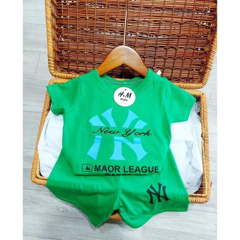 Bộ Quần Áo Cộc Tay In N Y Cho Bé Trai Chất Cotton