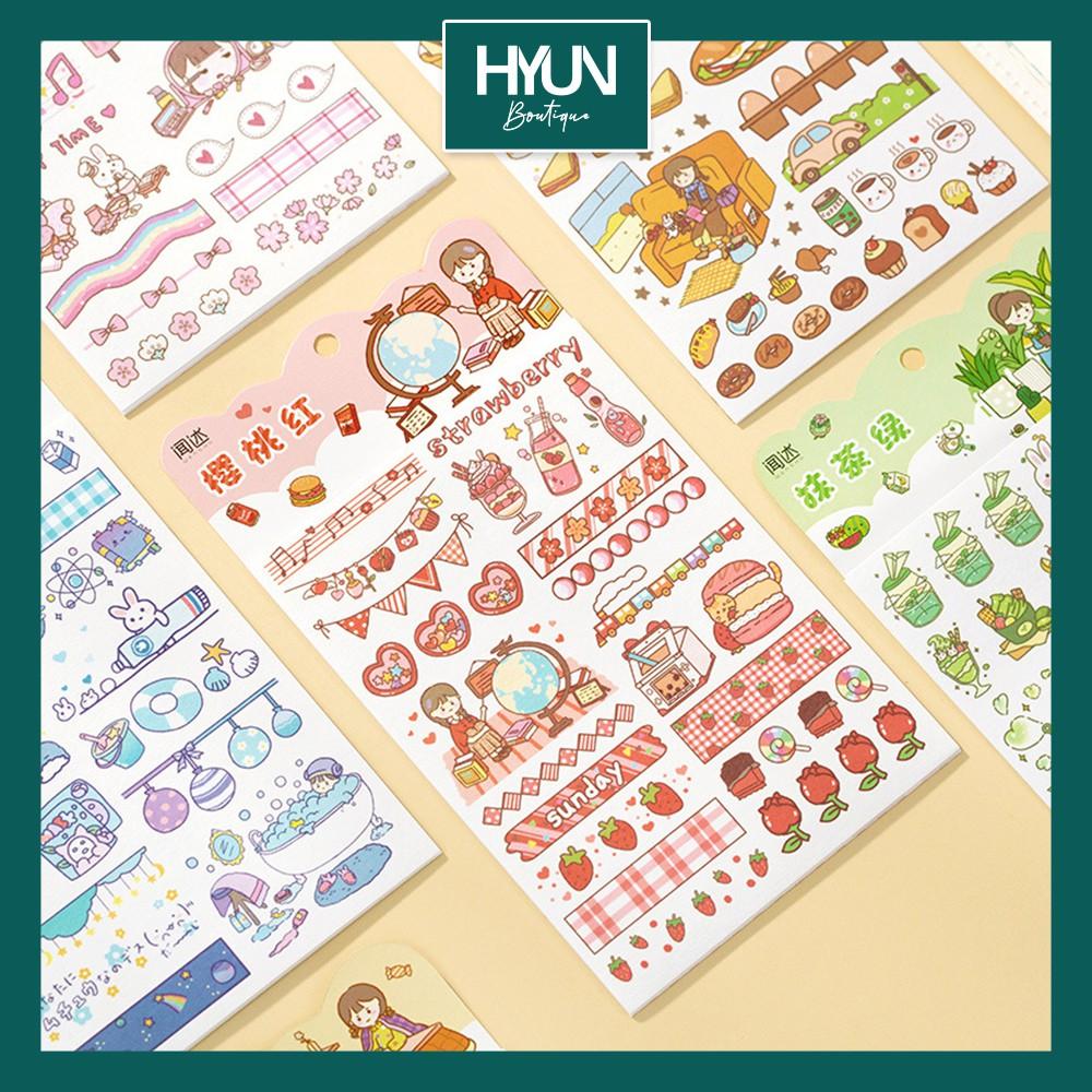 SET 4 tờ Sticker dán  - Trang trí sổ tay Bullet Journal - DIY