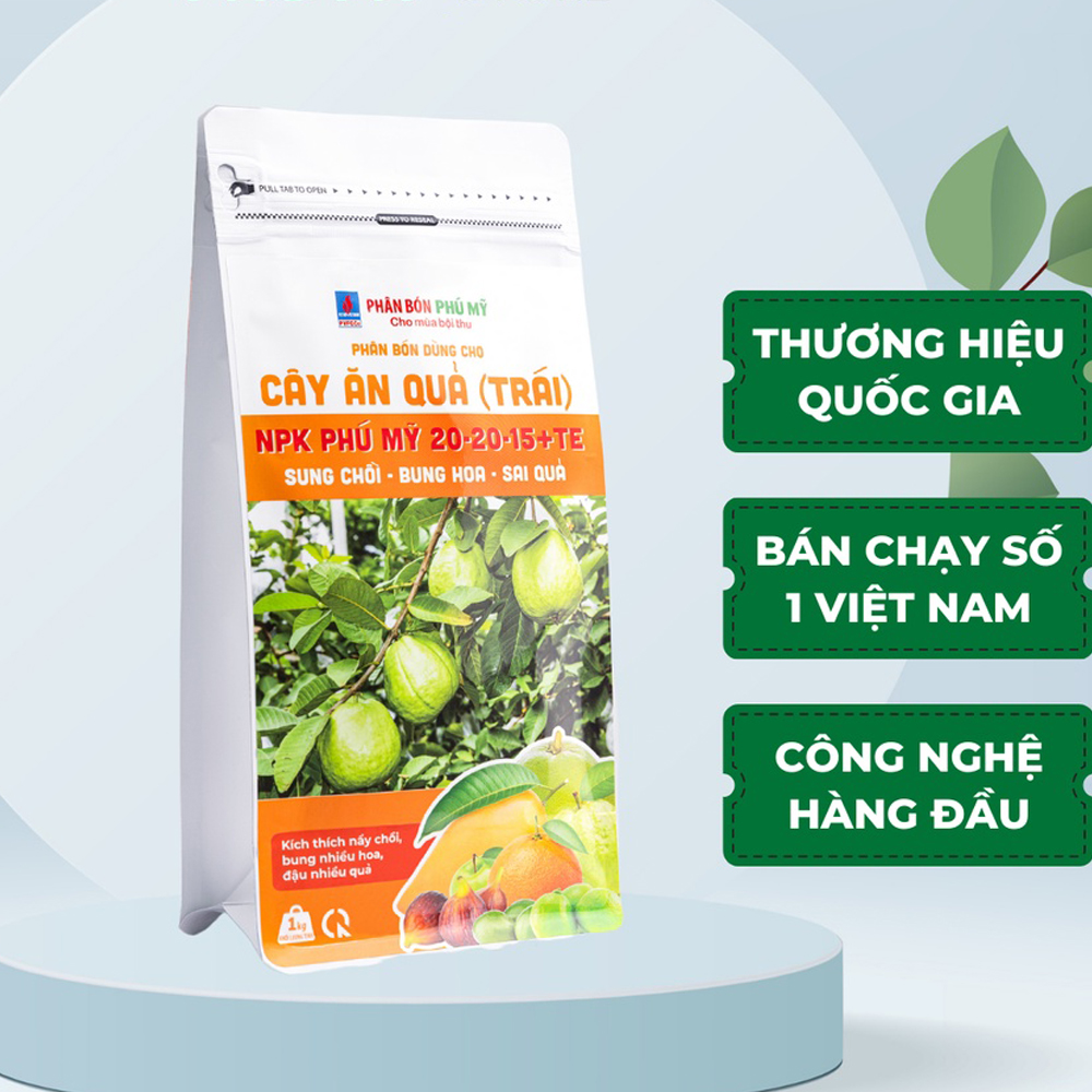 Phân NPK Phú Mỹ 20-20-15+TE Cây ăn quả - Gói 1kg