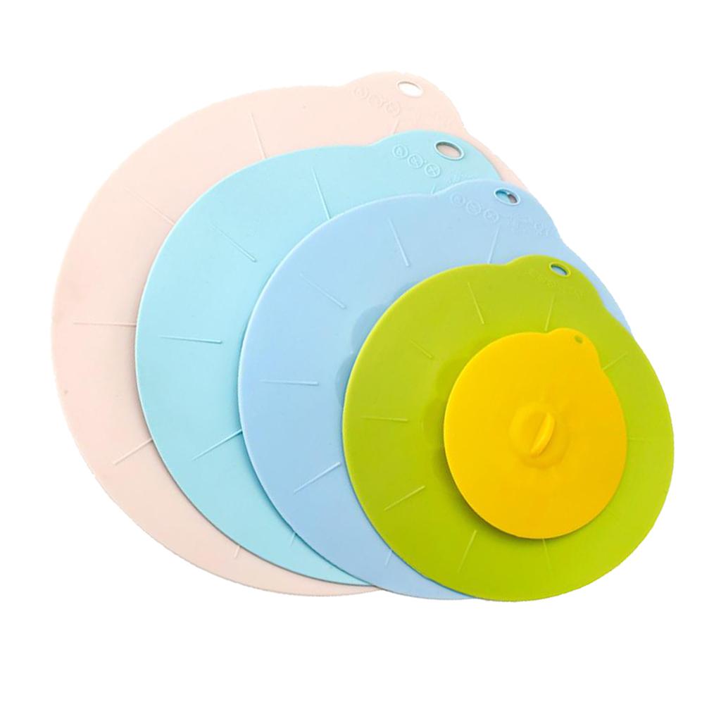 5pcs Silicone Wraps Seal Bowl Covers Food Saving Storage Stretch Lids Set