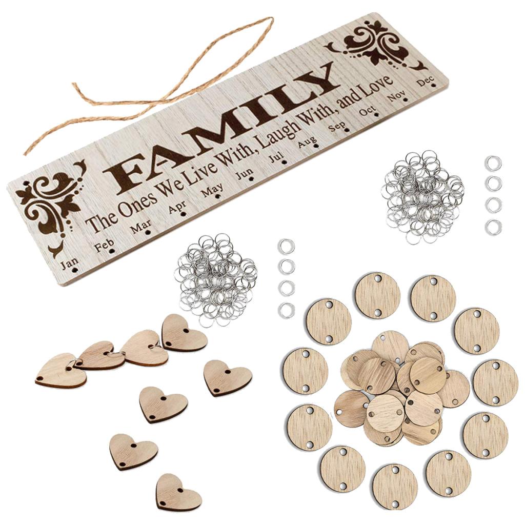 Family & Friends Wooden Calendar Board Birthday Reminder Hanging Sign