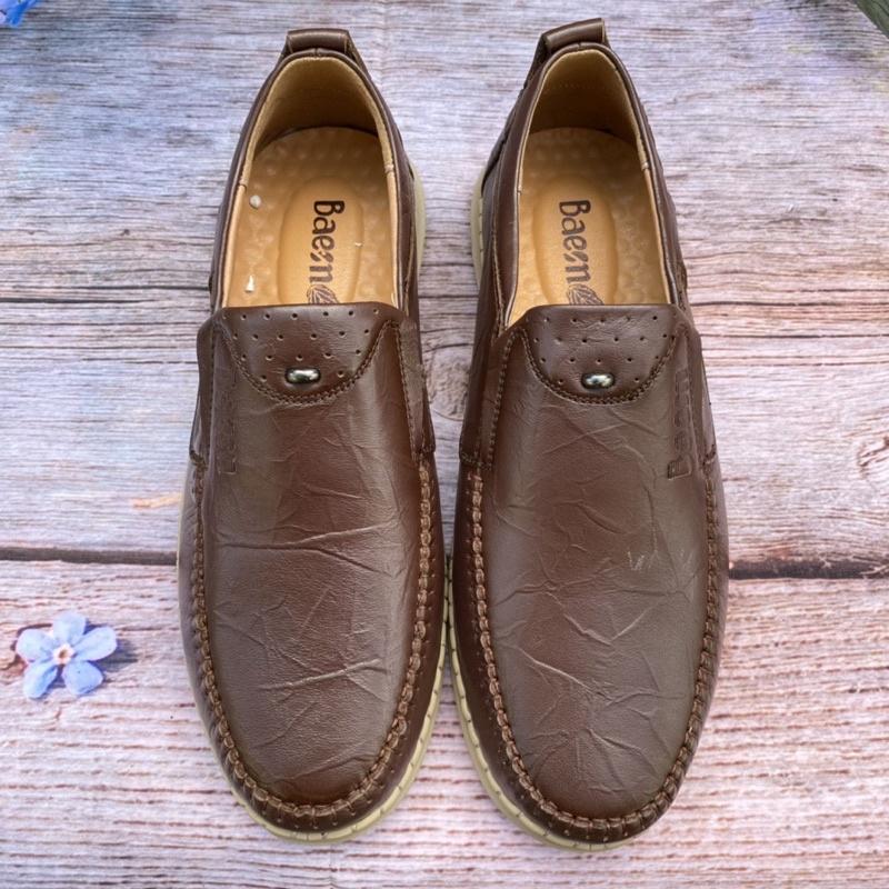 Giày thô nam giày lười nam da bò cao cấp khâu liền đế chắc chắn size 38-44