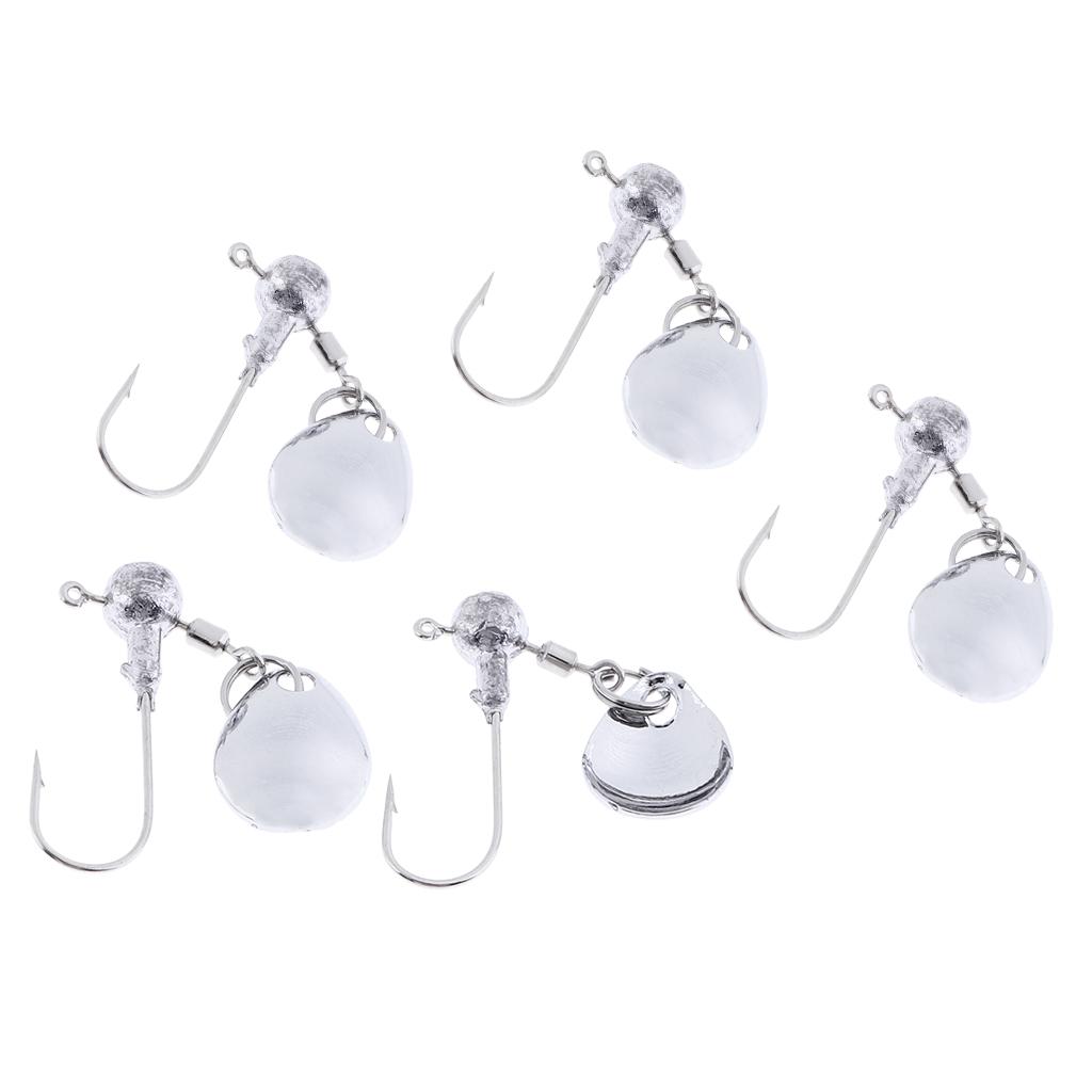 5x Fishing Ball Jig Heads Spinner Jigs Single Hook for Bass Fishing