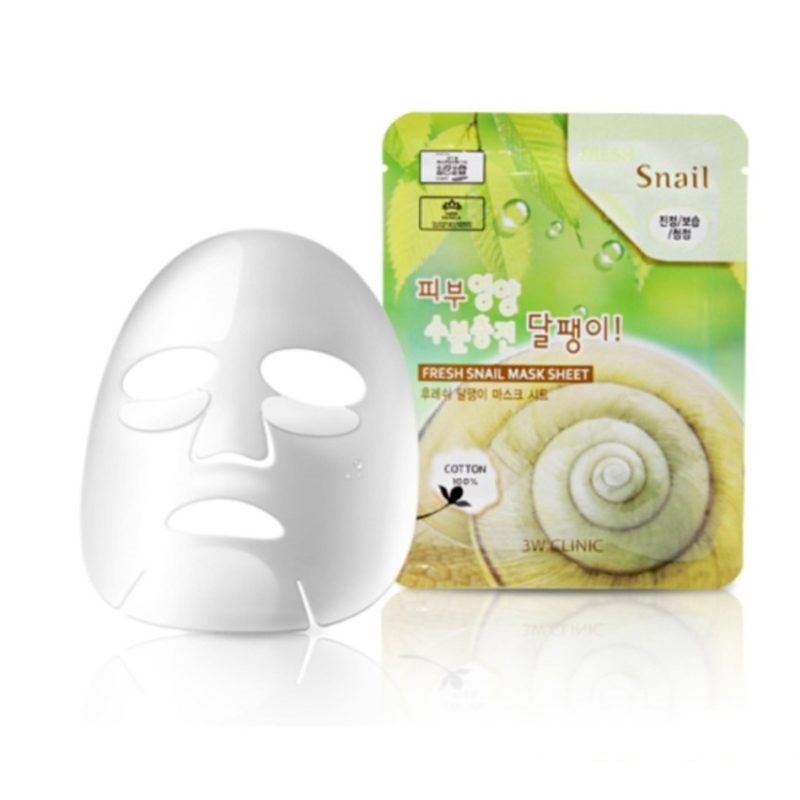 Combo 5 Mặt Nạ Dưỡng Chất Colagen Ốc Sên 3W Clinic Fresh Snail Mask Sheet 23ml x 5