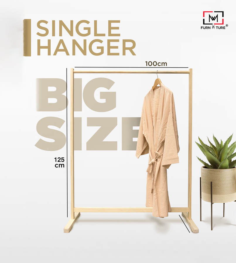 GIÁ TREO QUẦN ÁO GỖ LẮP RÁP HÀN QUỐC - SINGLE HANGER SIZE 1 MÉT - MÀU TỰ NHIÊN