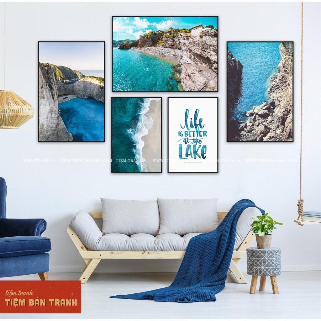 TRANH TREO TƯỜNG BỘ 5 BỨC - TIỆM TRANH 91 - TRANH CANVAS Bắc Âu giá rẻ, in theo yêu cầu size L