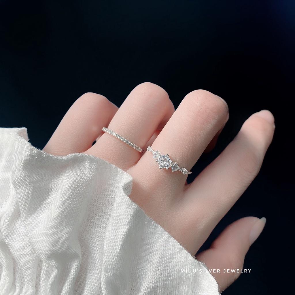 Nhẫn bạc nữ Miuu Silver, nhẫn nữ đính đá Elina Ring