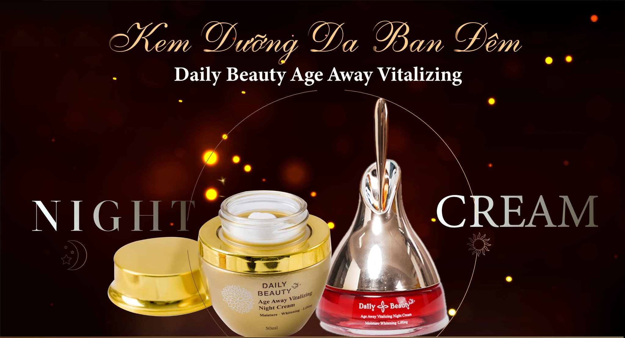 Combo 3 hộp Kem dưỡng da ban đêm Daily Beauty Age Away Vitalizing Night Cream Đánh Thức Thanh Xuân sản phẩm nhập khẩu chính ngạch Hàn Quốc