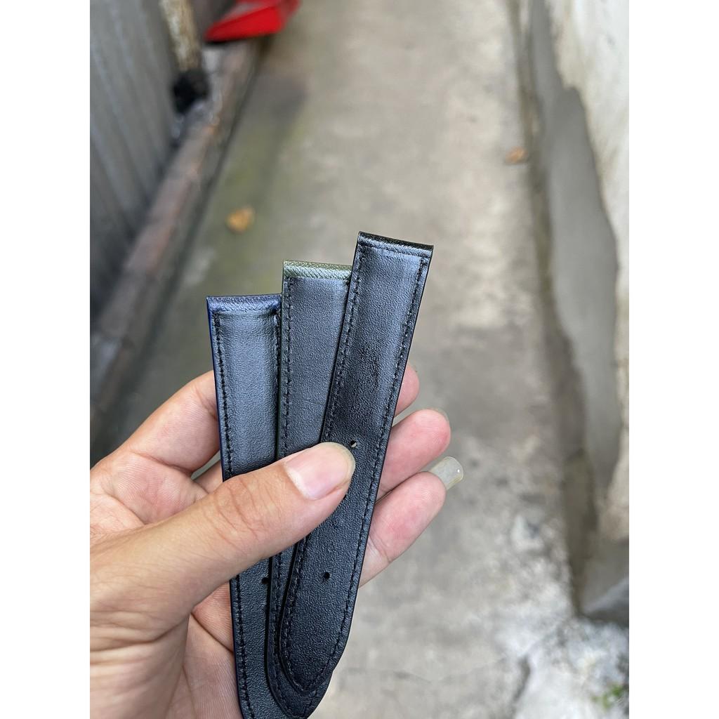 Dây đồng hồ da bò Saffiano màu đen da thật 100% tặng khóa chốt có size lẻ 18-16,19-16,19-18,20-18,21-18,21-20,22-20