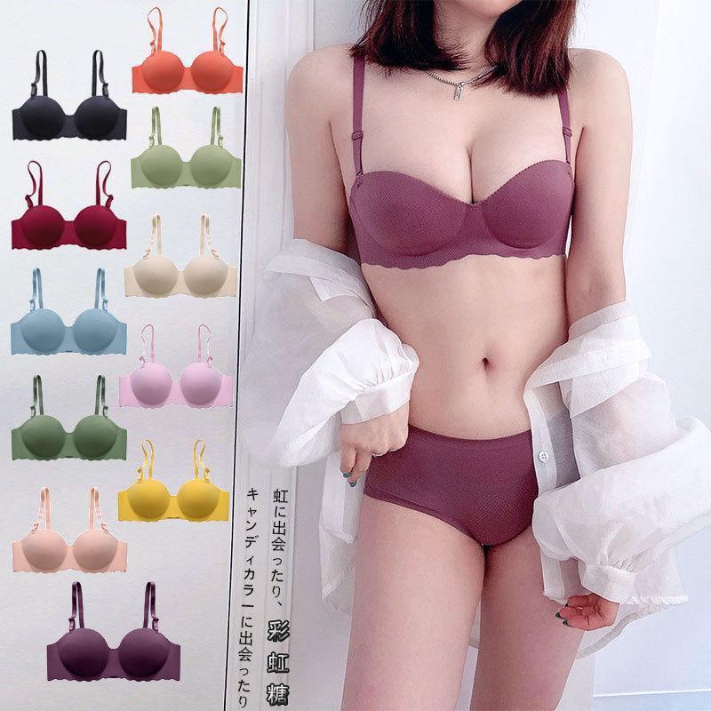 Áo lót nữ su đúc, có lỗ thông hơi, đệm bàn tay đẩy ngực, áo ngực nữ cúp ngang không gọng, quai áo có thể tháo rời Women - Vàng