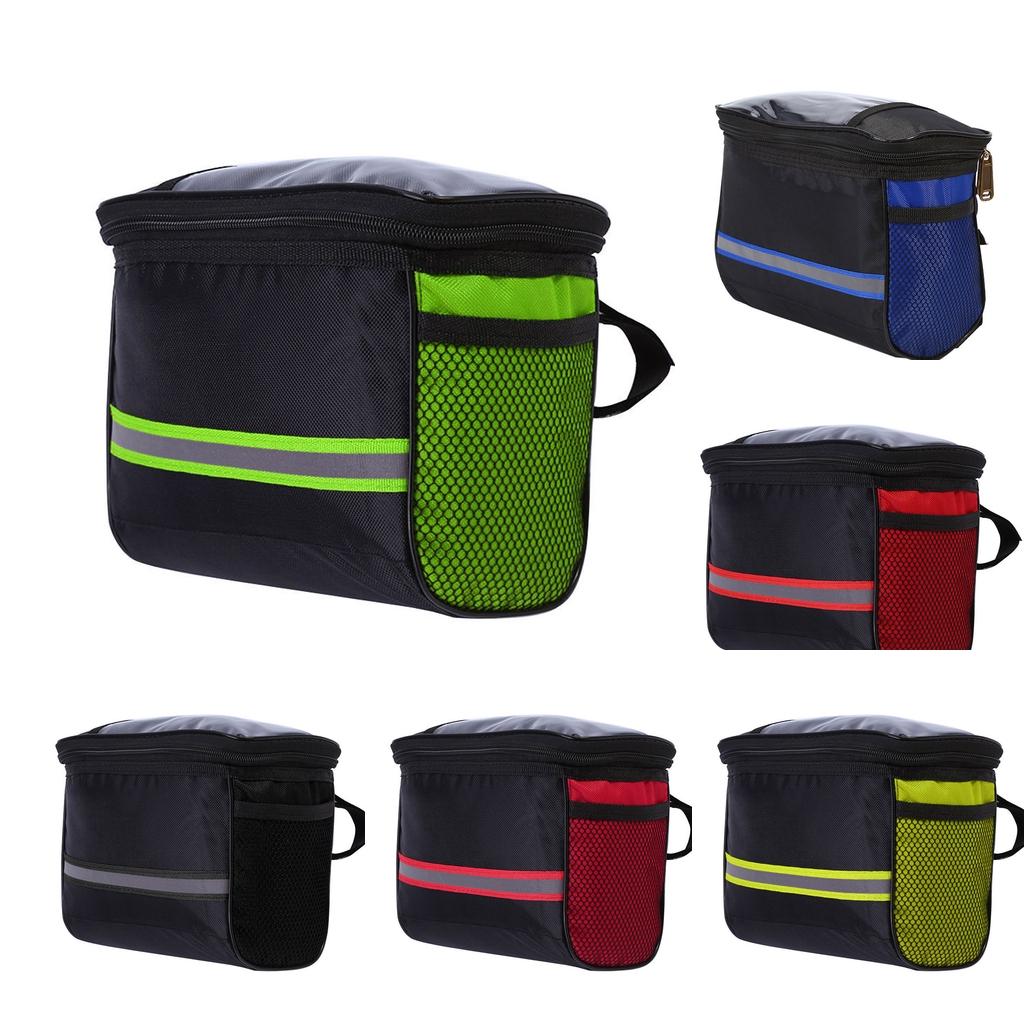 Bike Handlebar Bag Waterproof Bike Basket Bicycle Front Storage Bag with Reflective Strip