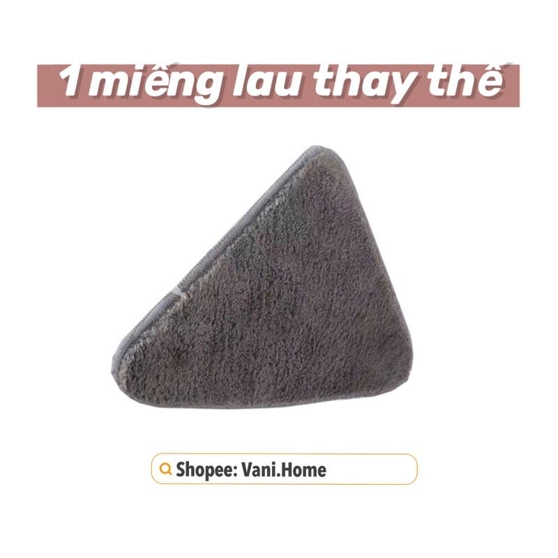 Chổi lau nhà tam giác KÈM MIẾNG LAU siêu thấm mẫu mới - Cây lau nhà tự vắt xoay 360 độ đa năng lau sàn trần nhà lau kính