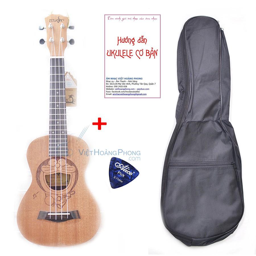 Đàn Ukulele Concert gỗ Mahogany hình Đôrêmon - Tặng bộ phụ kiện