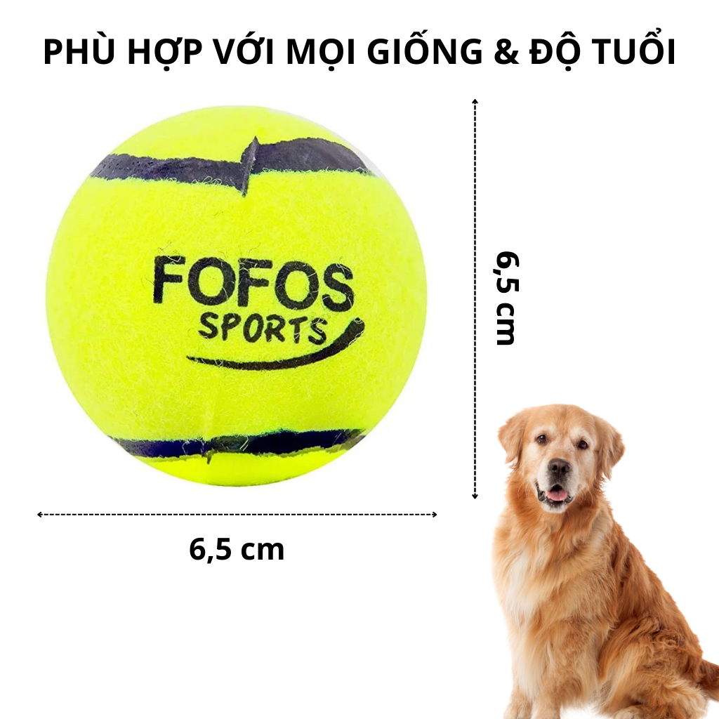 Banh đồ chơi cho chó FOFOS, Đồ chơi banh tennis chống nghiến răng cho chó, Combo 2 trong 1, Loa vui nhộn, Bền bỉ an tòan