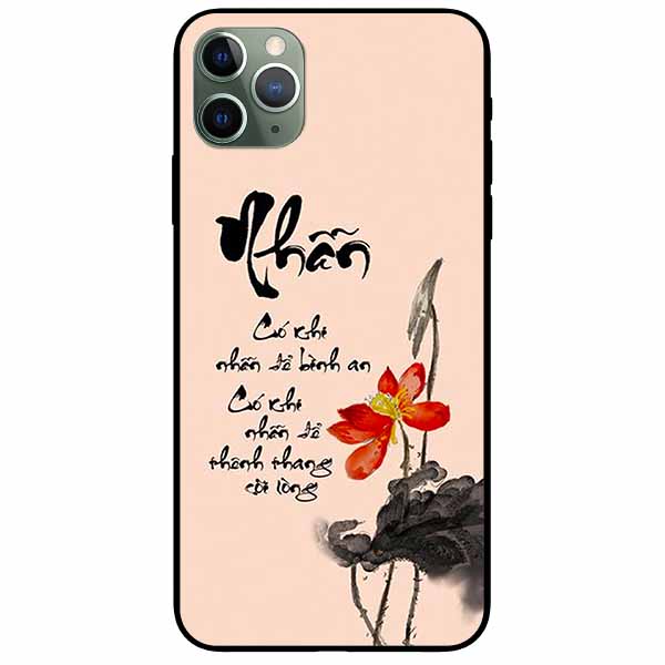 Ốp lưng in cho Iphone 11 Pro Mẫu Thư Pháp Nhẫn Nền Hồng