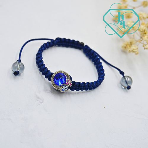 Vòng thắt dây thạch anh khói mix charm VTD-03