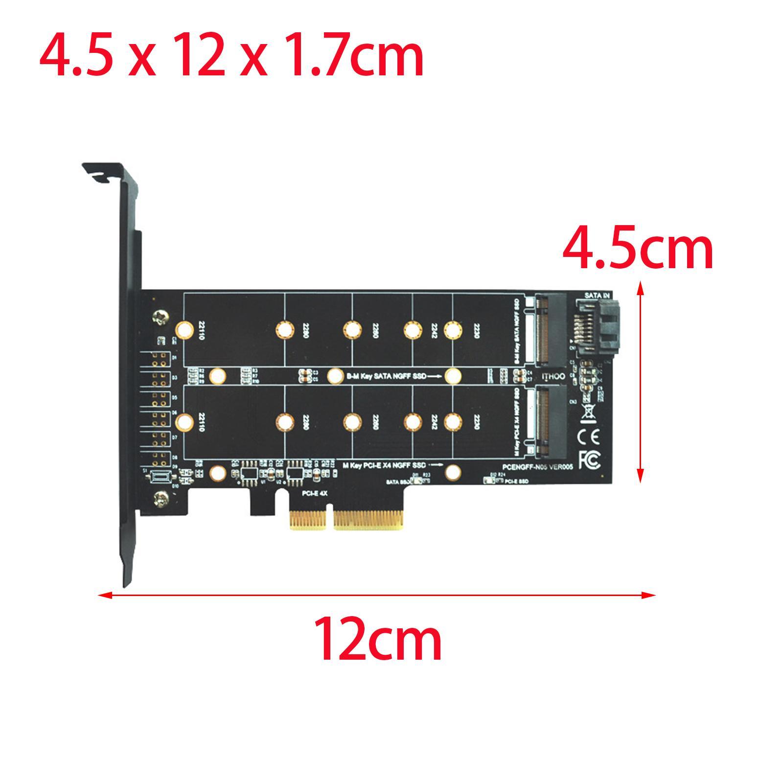 PCI E 4x to M.2 Key Dual Interface Card, PCI E 4x to M.2 Adapter Card, Durable PCI E 1x PCI E 4x B Key M Key M.2 to PCIe Adapter Card