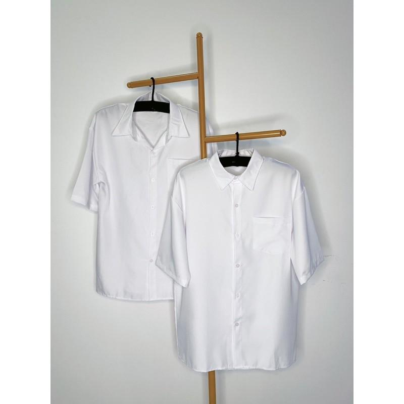 Áo Sơ Mi Trắng Tay Lỡ Có Túi Unisex Full Size