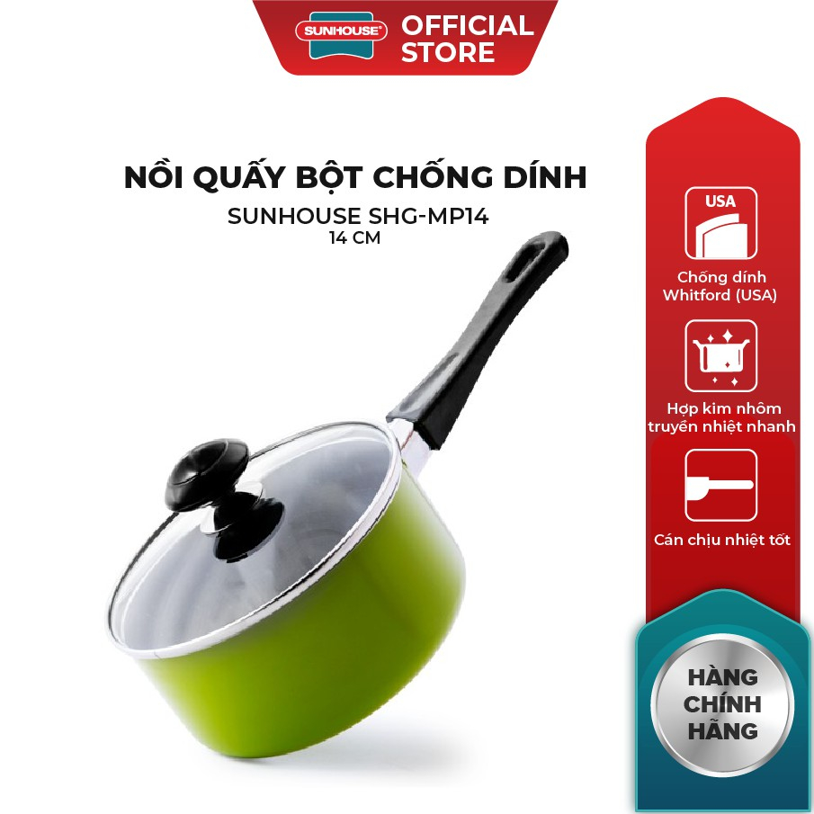 Nồi Nấu Bột Chống Dính Nắp Kính Sunhouse SHG-MP14 14cm