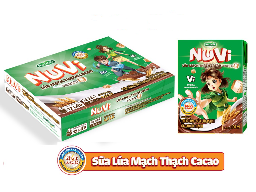 Thùng sữa Nuvi cacao có thạch hộp 110ml (48 hộp x 110ml)