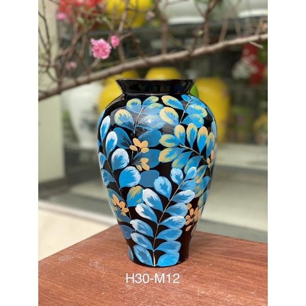 Bình cắm hoa- decor, men sơn mài, họa tiết vẽ thủ công 3D. Gốm sứ Bát Tràng.