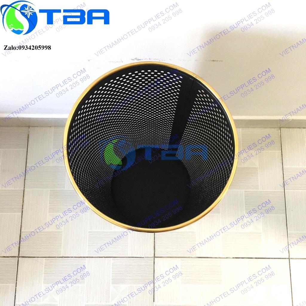 Sọt dù nhập khẩu cao cấp màu đen viền inox mạ vàng