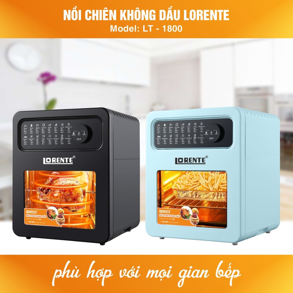 Nồi chiên không dầu điện tử dung tích lớn 18L Lorent-1800, nướng gà nguyên con-Hàng chính hãng