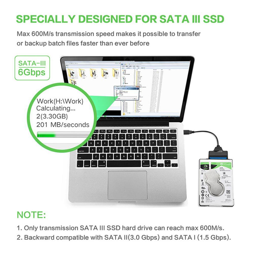 Cáp chuyển đổi type C sang SATA Ổ đĩa 22Pin SSD SATA HDD 2,5