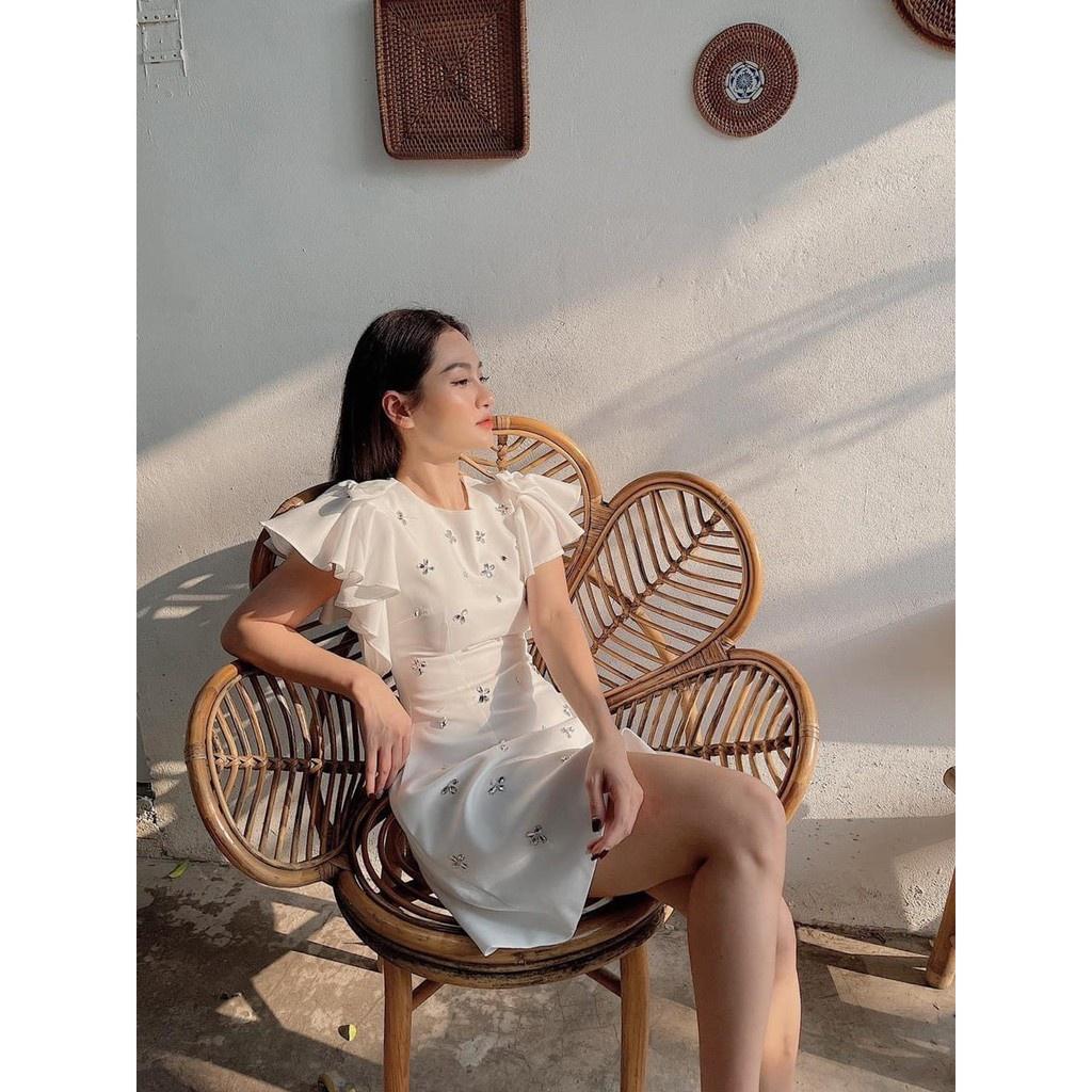 Đầm Dự Tiệc Đính Hoa Đá Tay Phòng Siêu Xinh BY8367