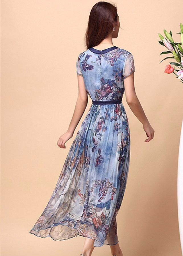 Đầm Nữ Maxi Cổ Khoét Họa Tiết