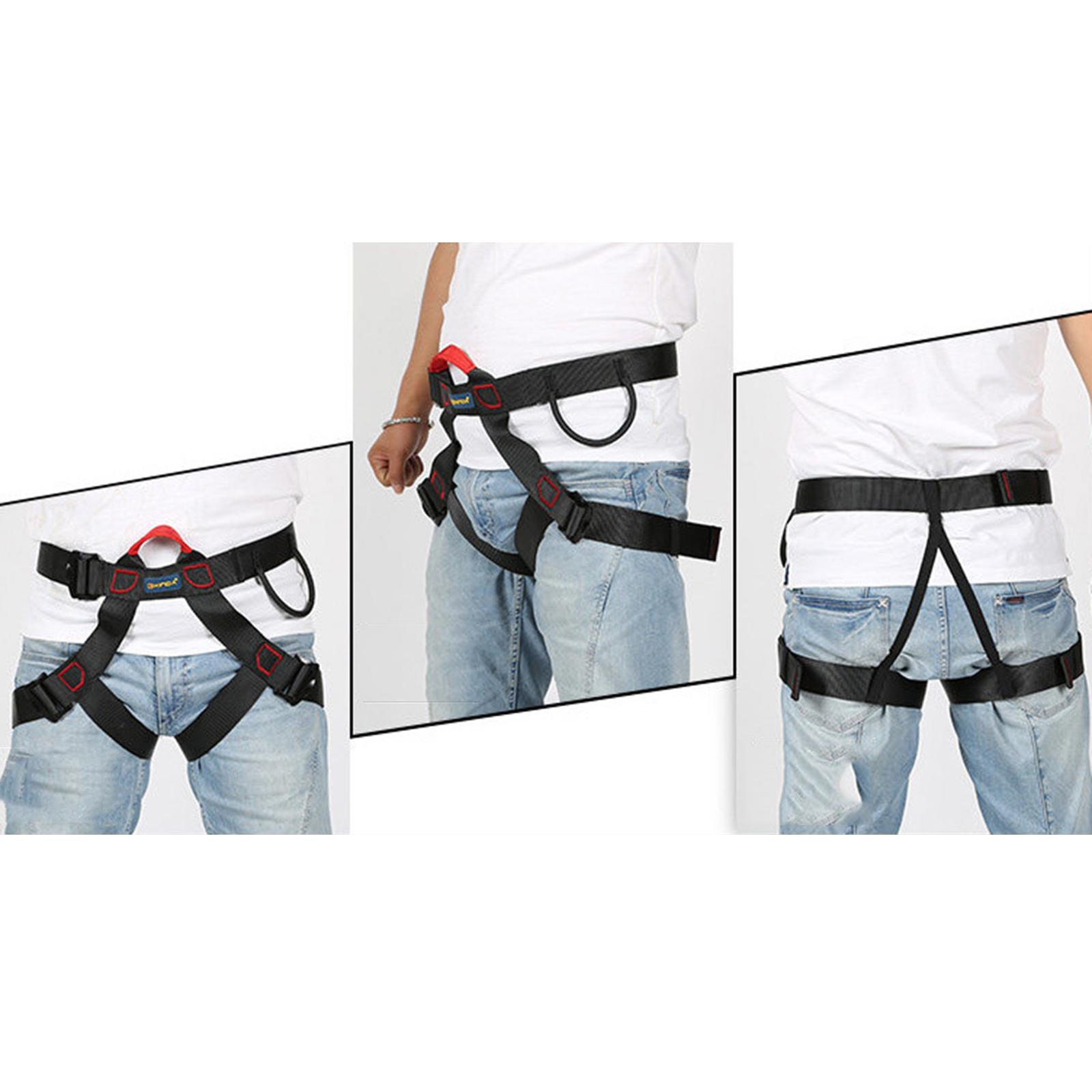 Climbing Harness Adjustable Waist Safe Belt Wider Climbing Rappelling Black